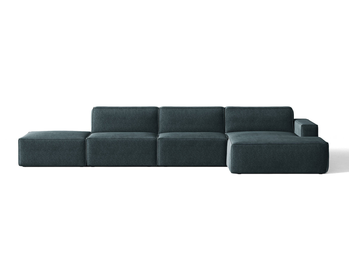 Modulares Ecksofa Jodie von Micadoni mit Stoffbezug, Holzrahmen und niedrigen schwarzen Beinen