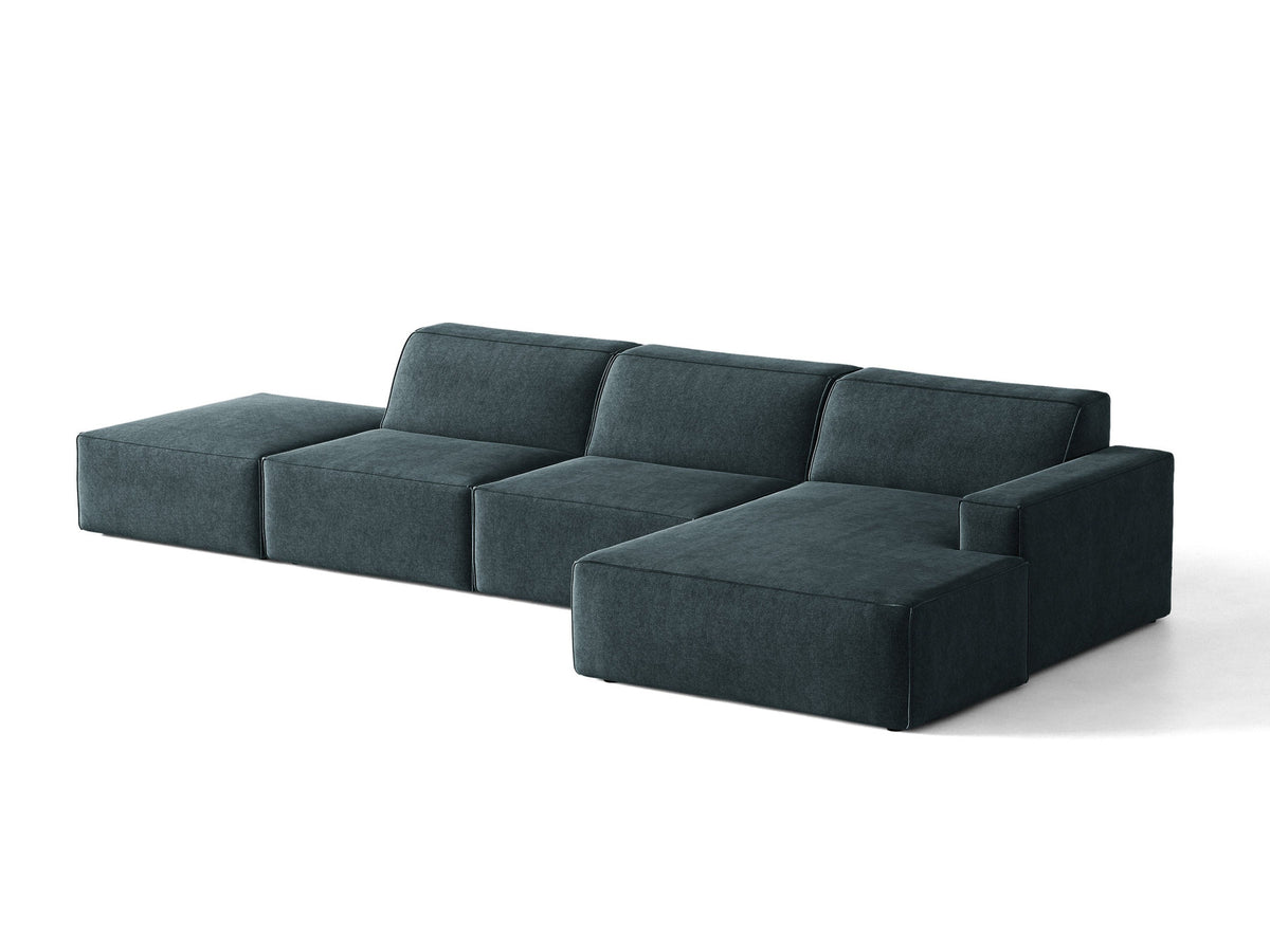 Modulares Ecksofa Jodie von Micadoni mit Stoffbezug, Holzrahmen und niedrigen schwarzen Beinen