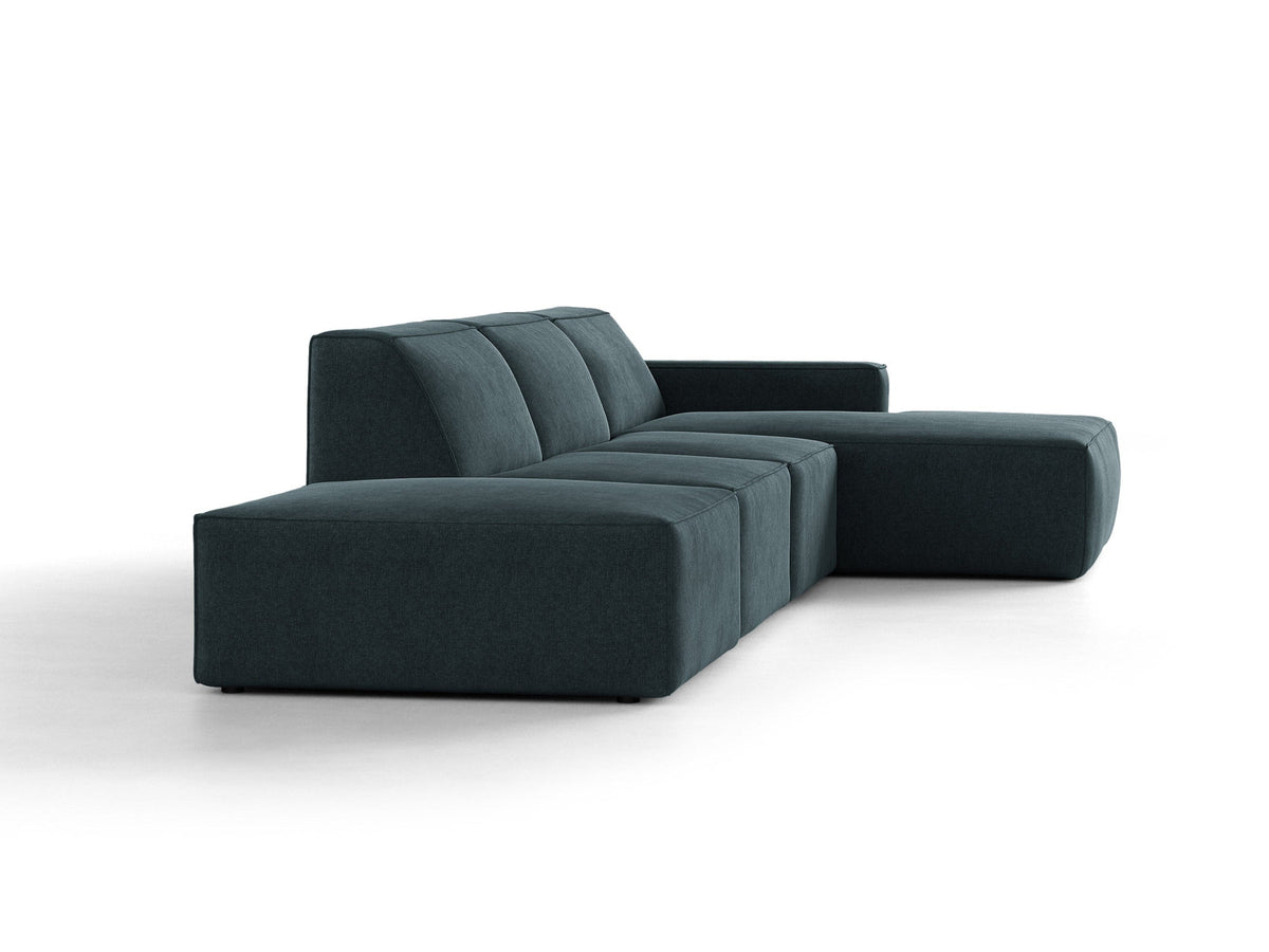 Modulares Ecksofa Jodie von Micadoni mit Stoffbezug, Holzrahmen und niedrigen schwarzen Beinen