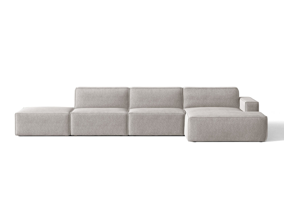 Modulares Ecksofa Jodie von Micadoni mit Stoffbezug, Holzrahmen und niedrigen schwarzen Beinen
