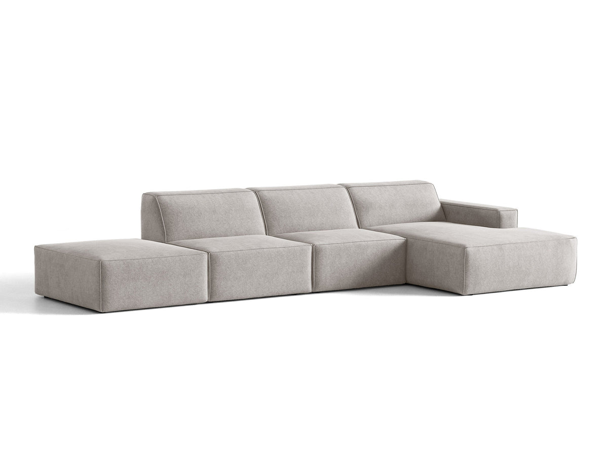 Modulares Ecksofa Jodie von Micadoni mit Stoffbezug, Holzrahmen und niedrigen schwarzen Beinen