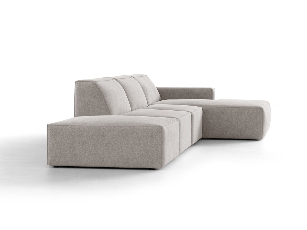 Modulares Ecksofa Jodie von Micadoni mit Stoffbezug, Holzrahmen und niedrigen schwarzen Beinen