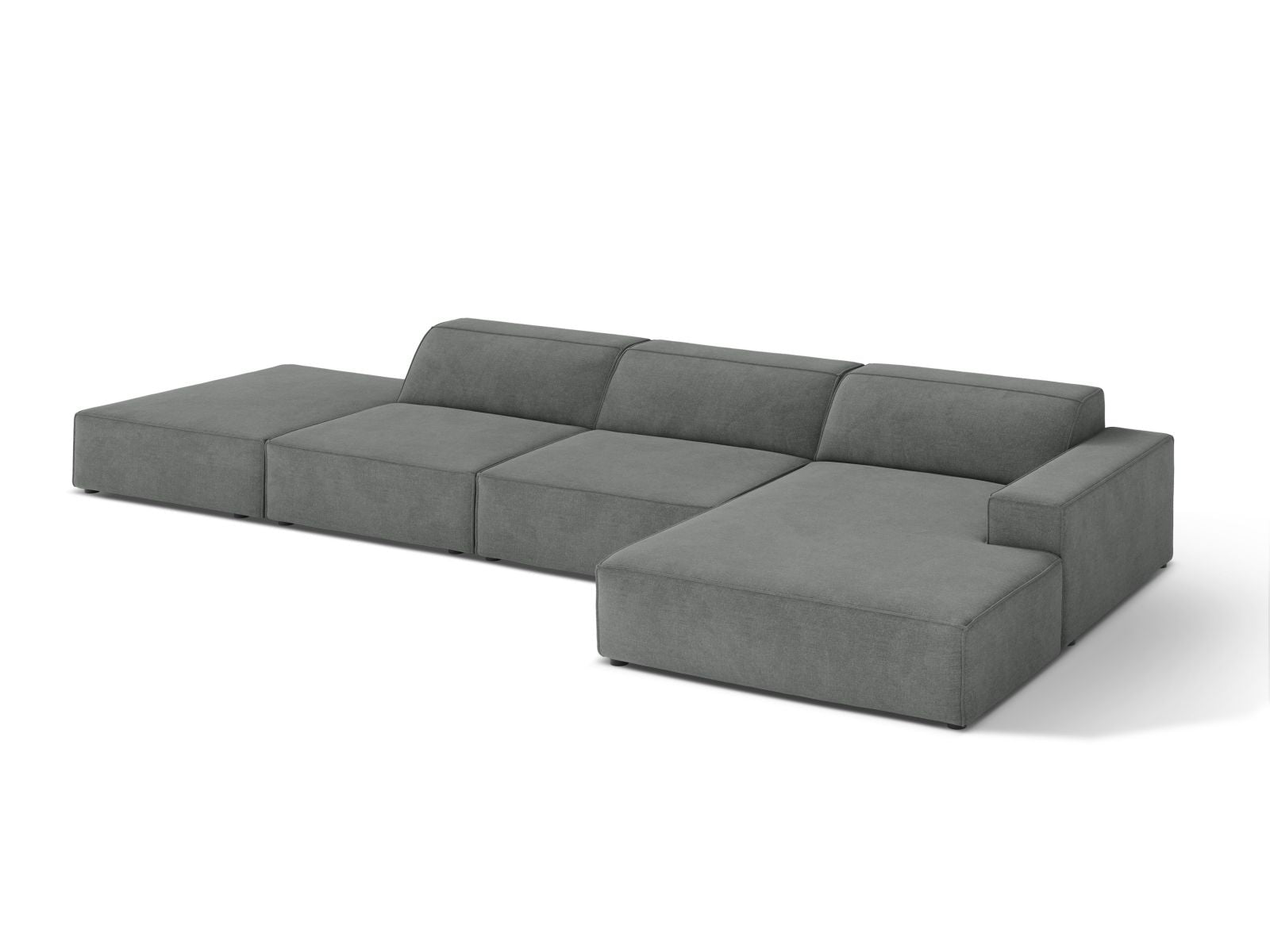 Elegantes 5-Sitzer Ecksofa Jodie in modernem Grau, ideal für komfortable Wohnräume und gesellige Abende, erhältlich bei Micadoni.