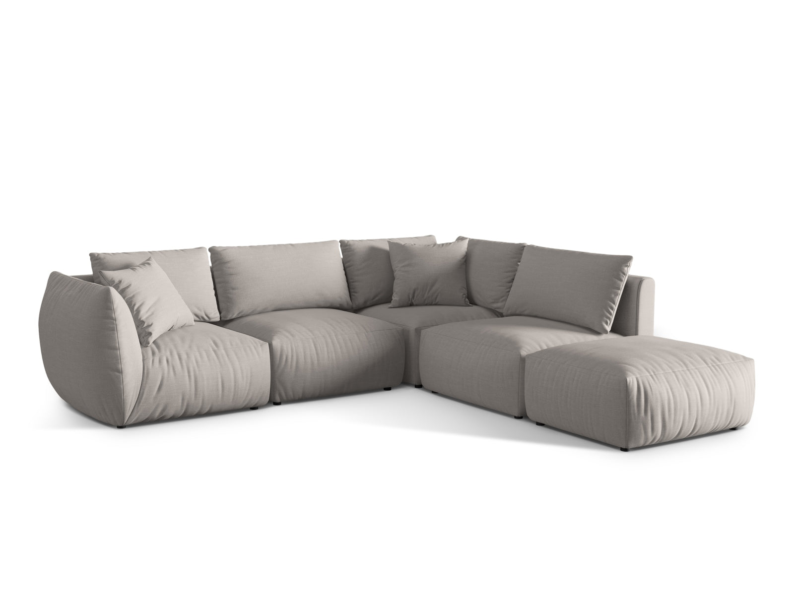 Elegantes Chris Modular Ecksofa rechts, 4-Sitzer in Natural-LINS, perfekt für stilvolle Wohnzimmer und entspannte Abende.