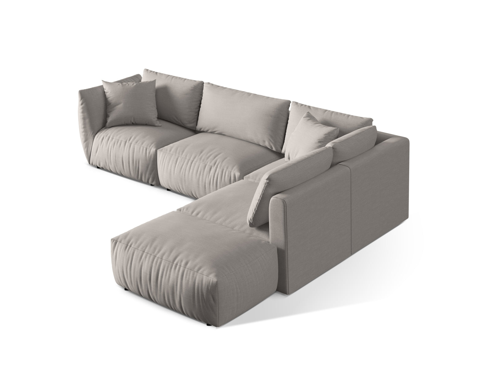 Modernes Chris Modular Ecksofa rechts, 4-Sitzer in Natural-LINS, ideal für gemütliche Zusammenkünfte und stilvolle Einrichtung.