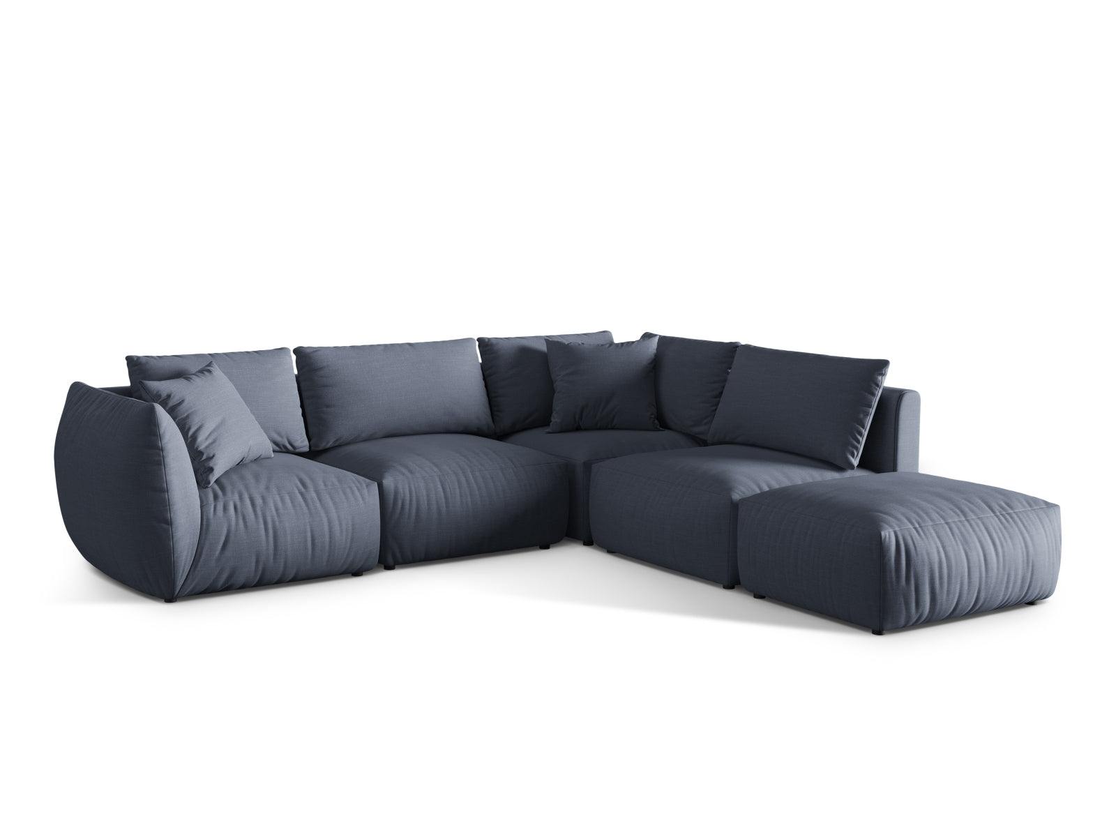 Elegantes Chris Modular Ecksofa rechts, 4-Sitzer in zartem Grün, perfekt für stilvolle Wohnzimmer und entspannte Stunden.