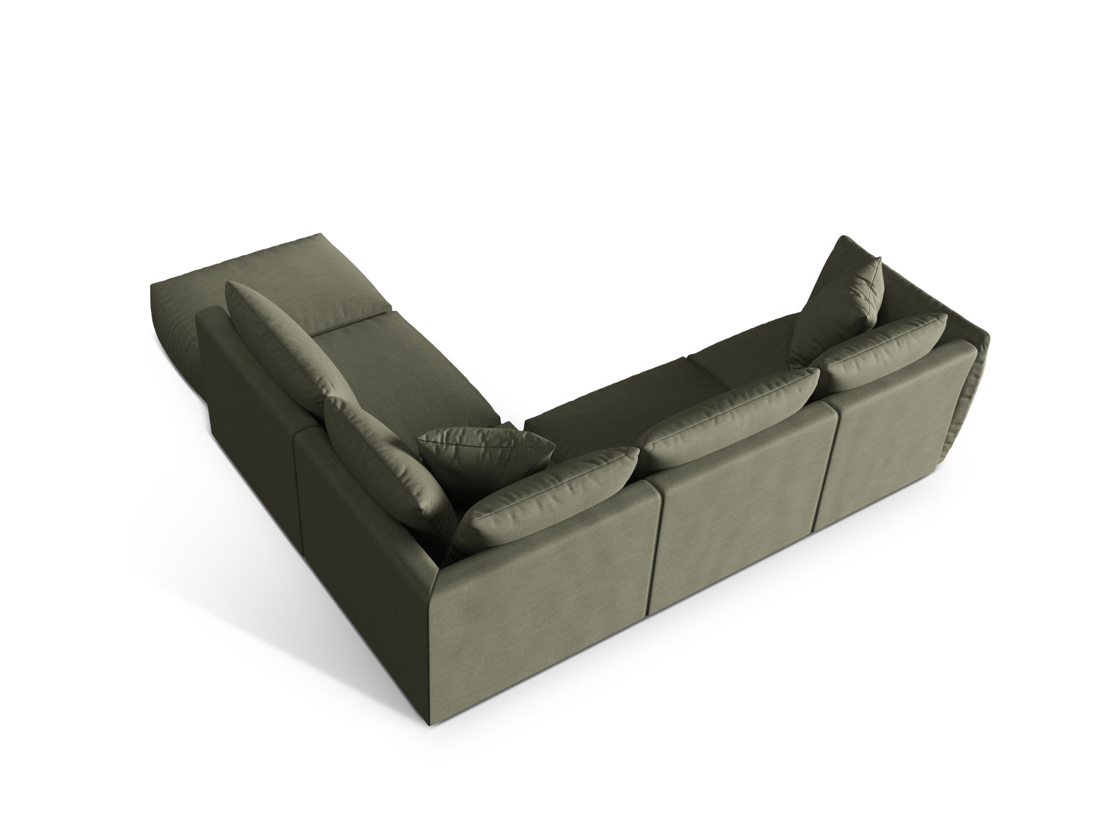 Modernes Chris Modular Ecksofa rechts 4 Sitzer in zartem Blau, perfekt für gemütliche und stilvolle Wohnambiente von Micadoni.