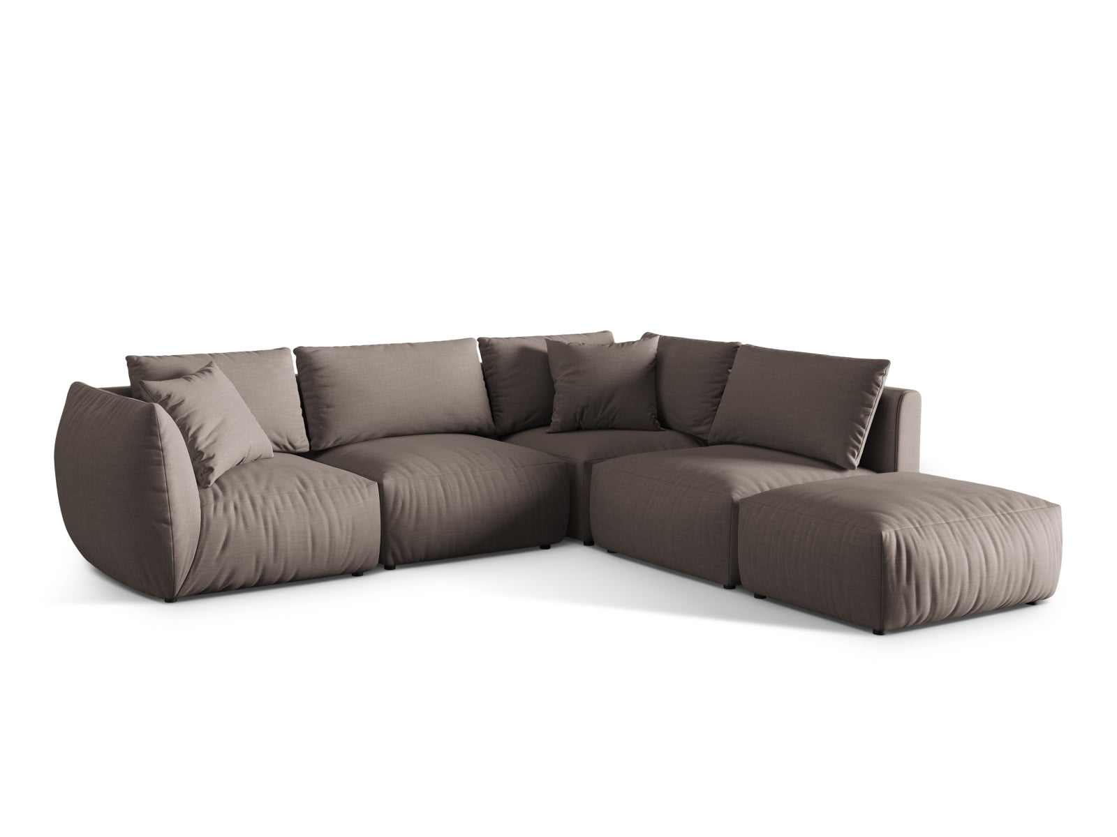 Elegantes Chris Modular Ecksofa rechts, 4-Sitzer in sanftem Grau, perfekt für stilvolle Wohnzimmer. Hochwertige Materialien von Micadoni.