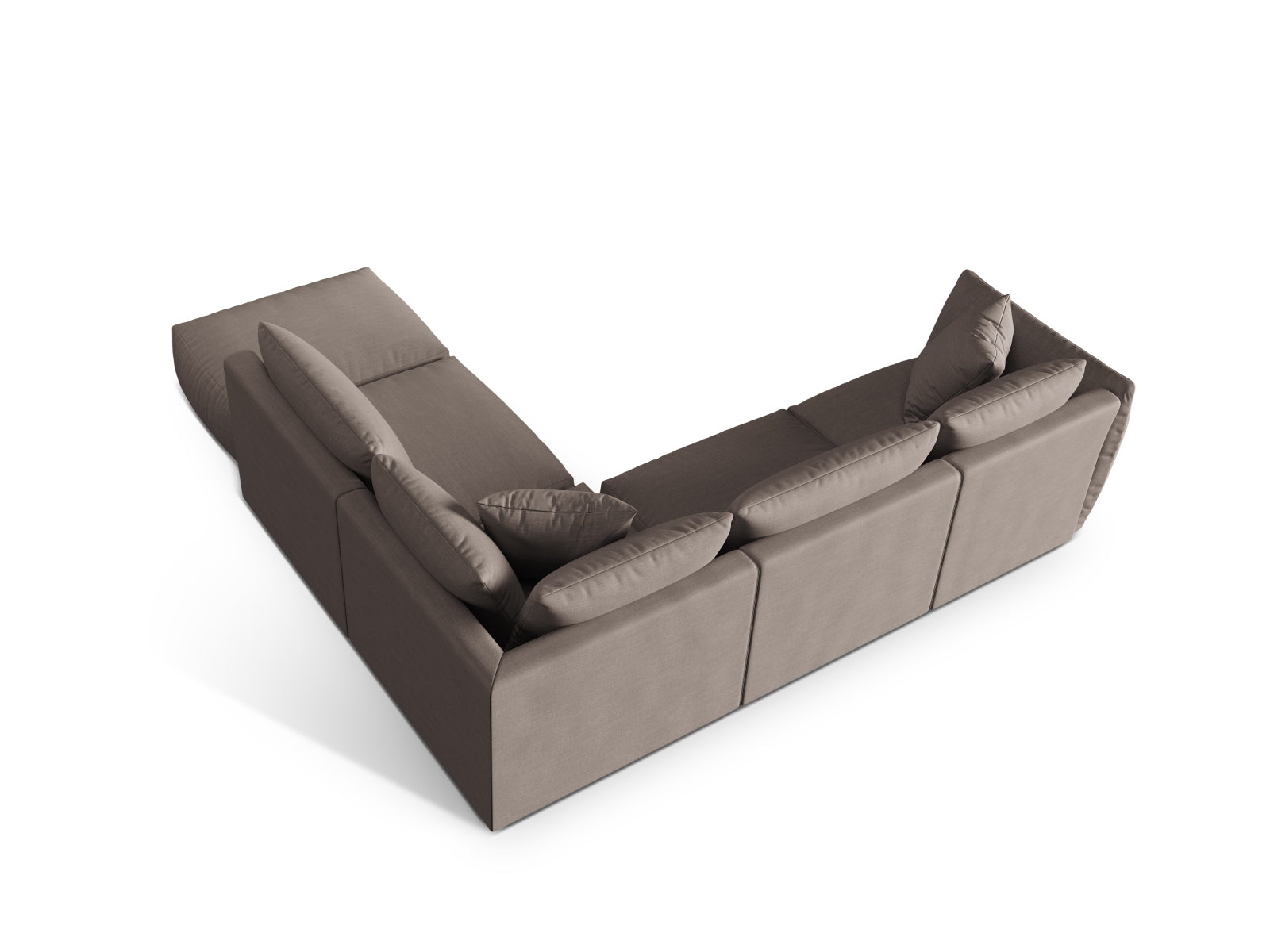 Elegantes Chris Modular Ecksofa rechts, 4-Sitzer in sanftem Grau, perfekt für stilvolle Wohnzimmer und entspannte Abende. Hochwertige Qualität von Micadoni.