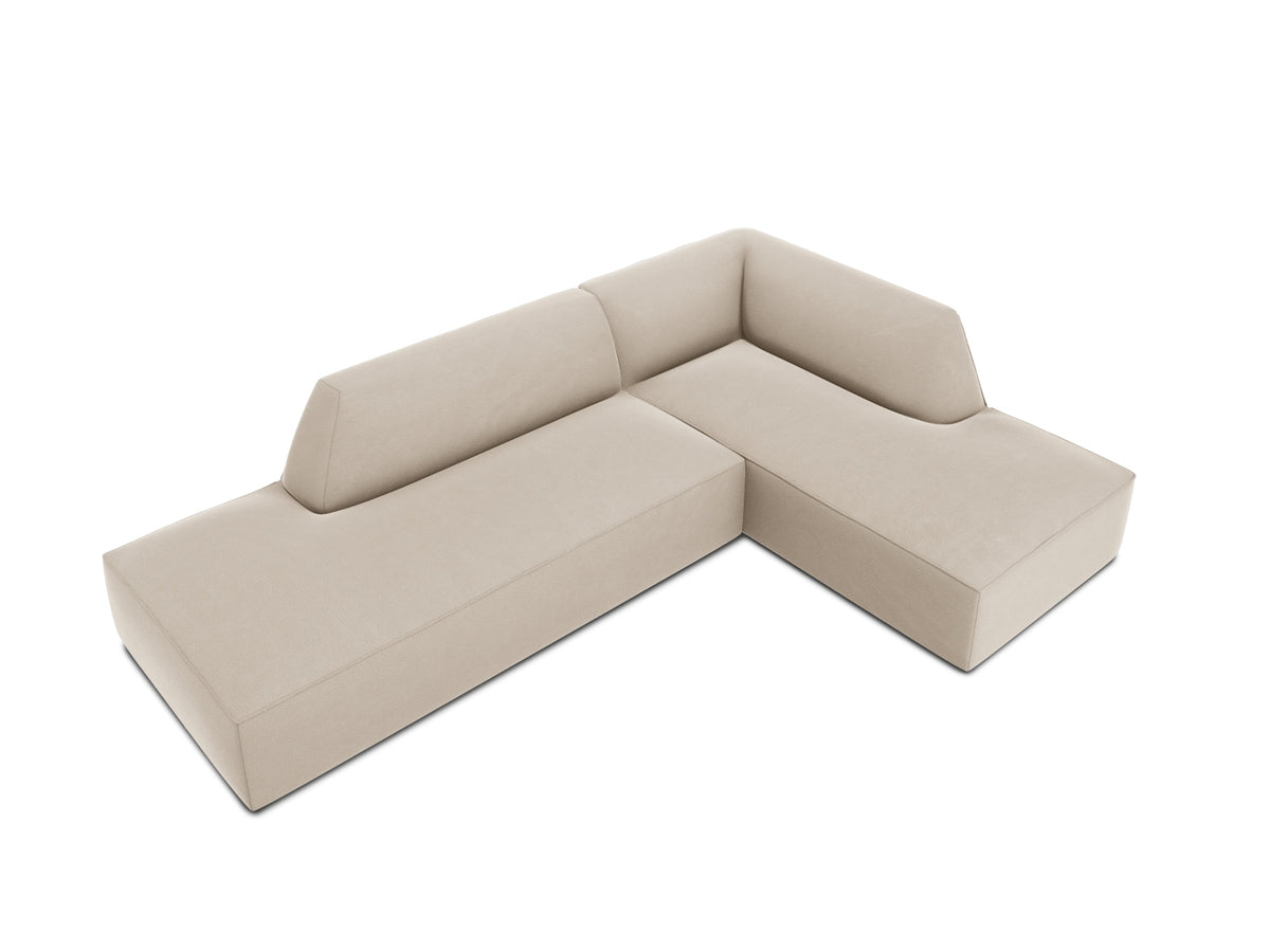 Ruby Velour modulares Ecksofa Open end rechts 4 Sitzer in Beige-Salvador präsentiert im Onlineshop von KAQTU Design AG. L-Sofa rechts ist von Micadoni