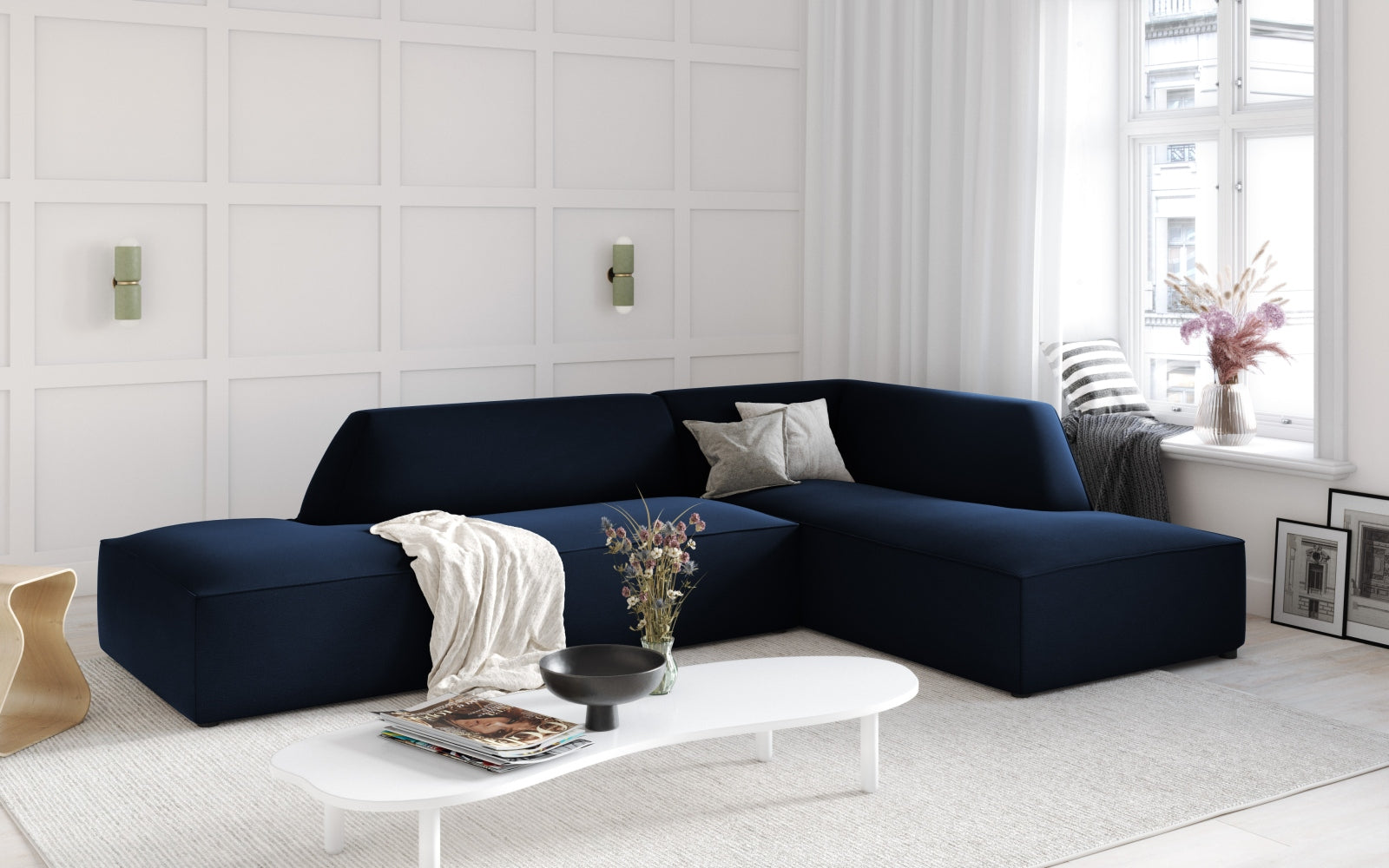 Ruby Velour modulares Ecksofa rechts 4 Sitzer in Royal Blue präsentiert im Onlineshop von KAQTU Design AG. Ecksofa rechts ist von Micadoni