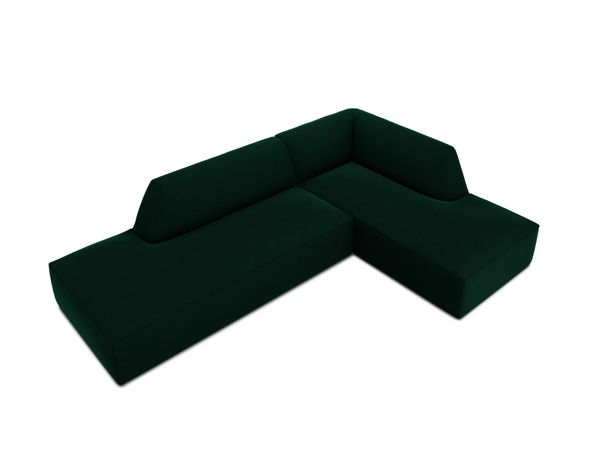 Ruby Velour modulares Ecksofa Open end rechts 4 Sitzer in Bottle Green-Salvador präsentiert im Onlineshop von KAQTU Design AG. L-Sofa rechts ist von Micadoni
