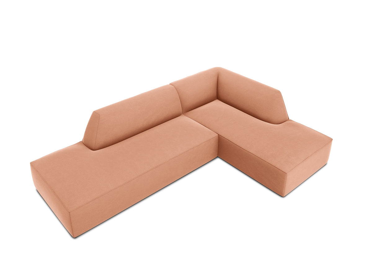 Ruby Velour modulares Ecksofa Open end rechts 4 Sitzer in Pink-Salvador präsentiert im Onlineshop von KAQTU Design AG. L-Sofa rechts ist von Micadoni