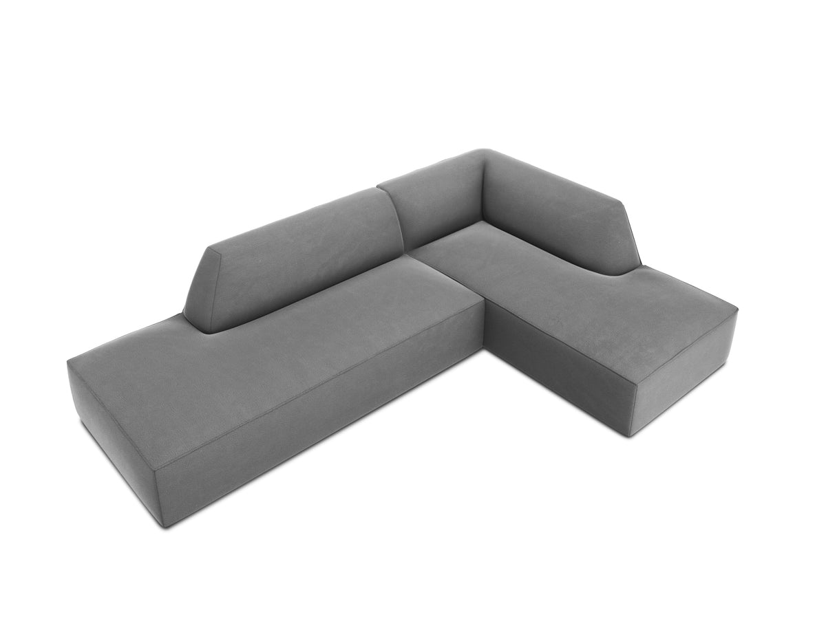 Ruby Velour modulares Ecksofa Open end rechts 4 Sitzer in Grey-Salvador präsentiert im Onlineshop von KAQTU Design AG. L-Sofa rechts ist von Micadoni