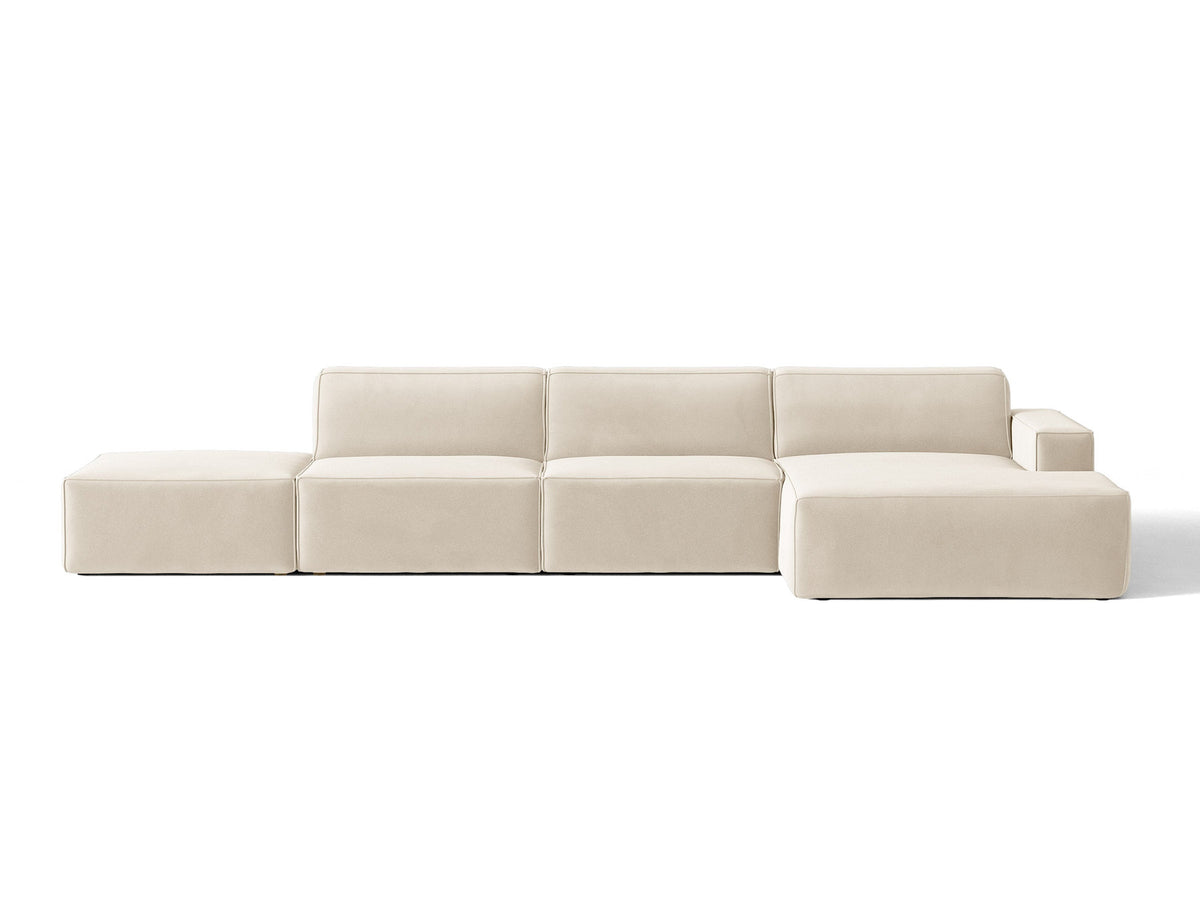 Modulares Ecksofa Jodie von Micadoni mit Stoffbezug, Holzrahmen und niedrigen schwarzen Beinen