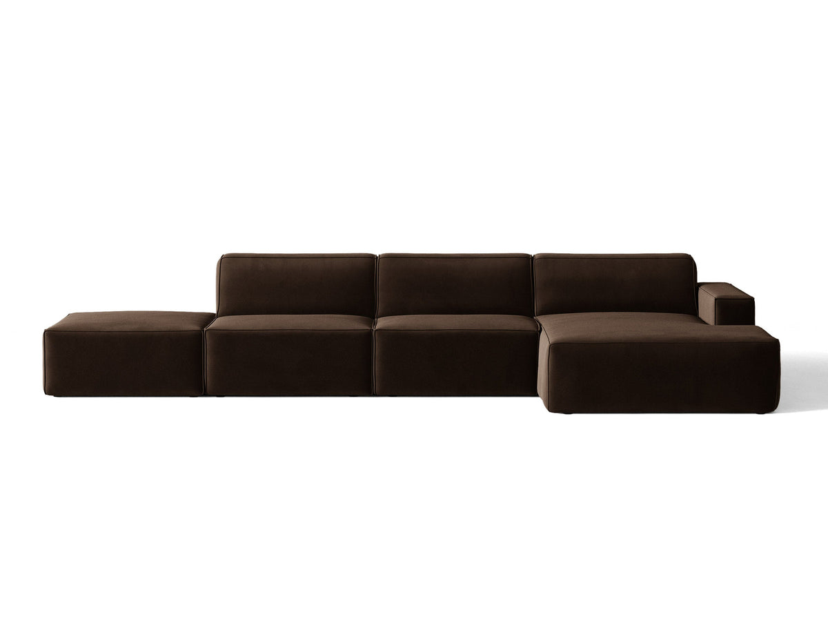 Modulares Ecksofa Jodie von Micadoni mit Stoffbezug, Holzrahmen und niedrigen schwarzen Beinen