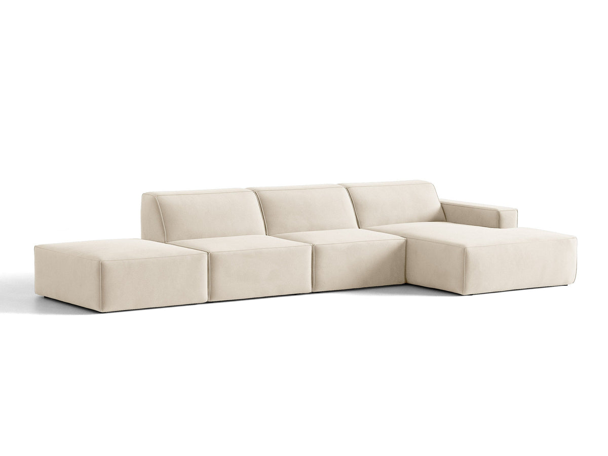 Modulares Ecksofa Jodie von Micadoni mit Stoffbezug, Holzrahmen und niedrigen schwarzen Beinen