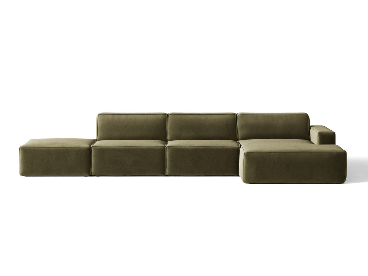 Modulares Ecksofa Jodie von Micadoni mit Stoffbezug, Holzrahmen und niedrigen schwarzen Beinen