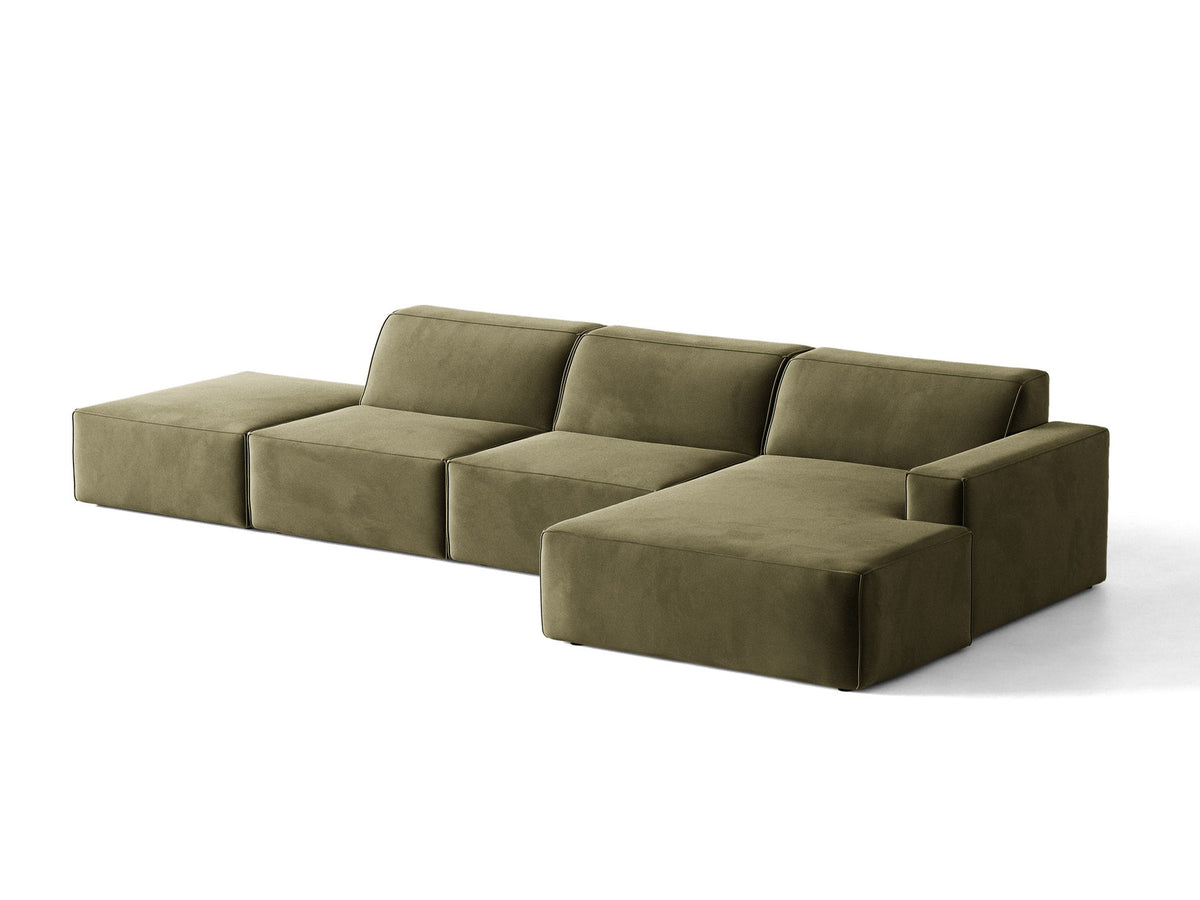 Modulares Ecksofa Jodie von Micadoni mit Stoffbezug, Holzrahmen und niedrigen schwarzen Beinen