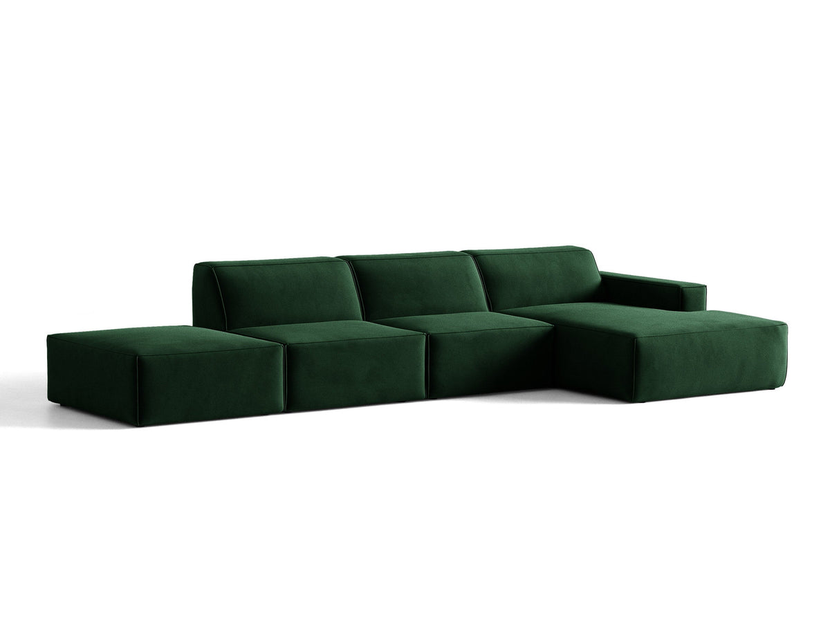Modulares Ecksofa Jodie von Micadoni mit Stoffbezug, Holzrahmen und niedrigen schwarzen Beinen