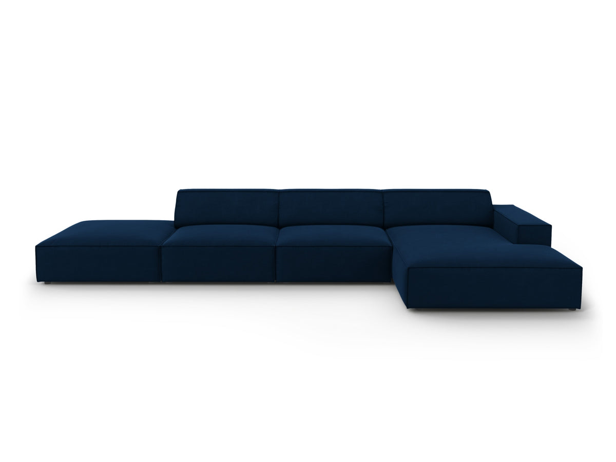 Jodie Velour modulares Ecksofa rechts 5 Sitzer in Royal Blue-Bluvel präsentiert im Onlineshop von KAQTU Design AG. L-Sofa rechts ist von Micadoni