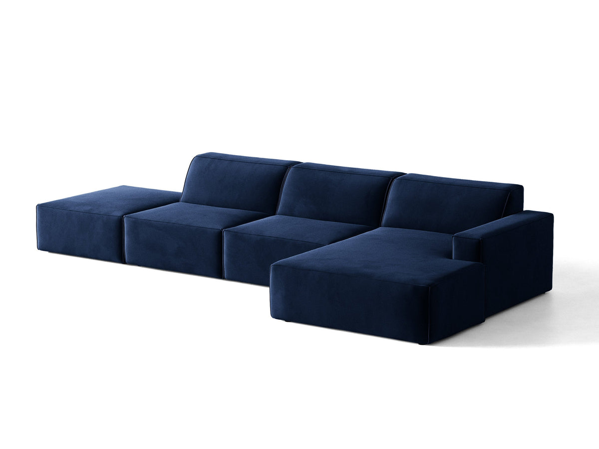 Modulares Ecksofa Jodie von Micadoni mit Stoffbezug, Holzrahmen und niedrigen schwarzen Beinen