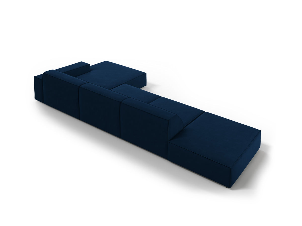 Jodie Velour modulares Ecksofa rechts 5 Sitzer in Royal Blue-Bluvel präsentiert im Onlineshop von KAQTU Design AG. L-Sofa rechts ist von Micadoni