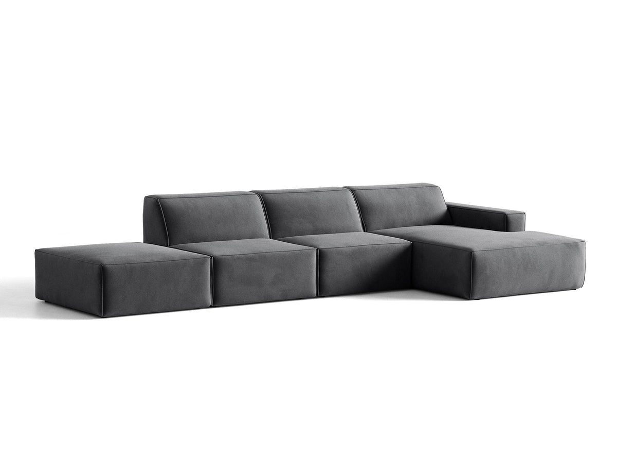 Modulares Ecksofa Jodie von Micadoni mit Stoffbezug, Holzrahmen und niedrigen schwarzen Beinen
