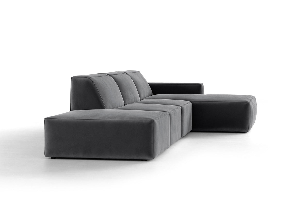Modulares Ecksofa Jodie von Micadoni mit Stoffbezug, Holzrahmen und niedrigen schwarzen Beinen