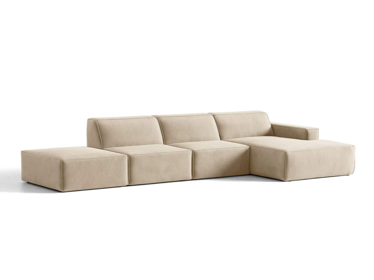Modulares Ecksofa Jodie von Micadoni mit Stoffbezug, Holzrahmen und niedrigen schwarzen Beinen