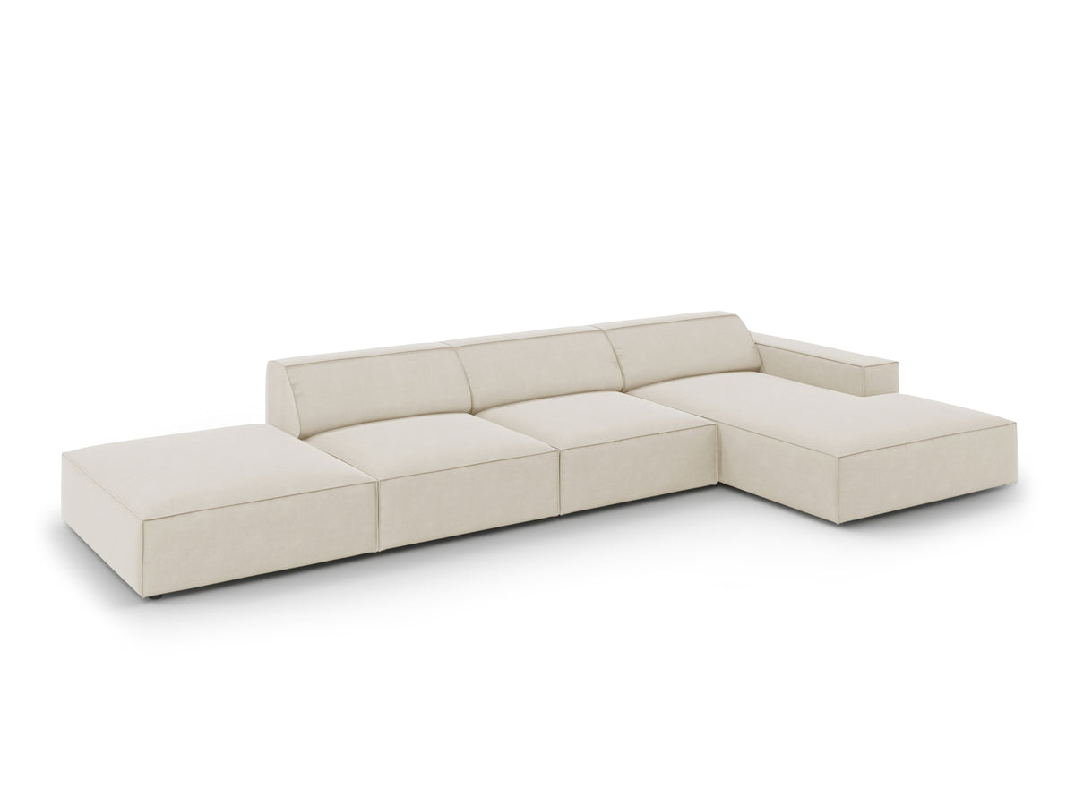 Jodie Velour modulares Ecksofa rechts 5 Sitzer in Dark Beige-Bluvel präsentiert im Onlineshop von KAQTU Design AG. L-Sofa rechts ist von Micadoni