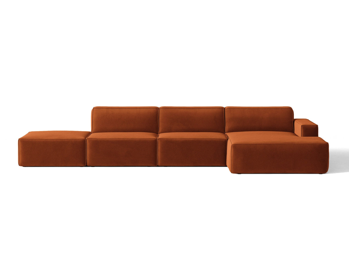Modulares Ecksofa Jodie von Micadoni mit Stoffbezug, Holzrahmen und niedrigen schwarzen Beinen