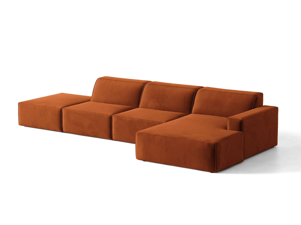 Modulares Ecksofa Jodie von Micadoni mit Stoffbezug, Holzrahmen und niedrigen schwarzen Beinen