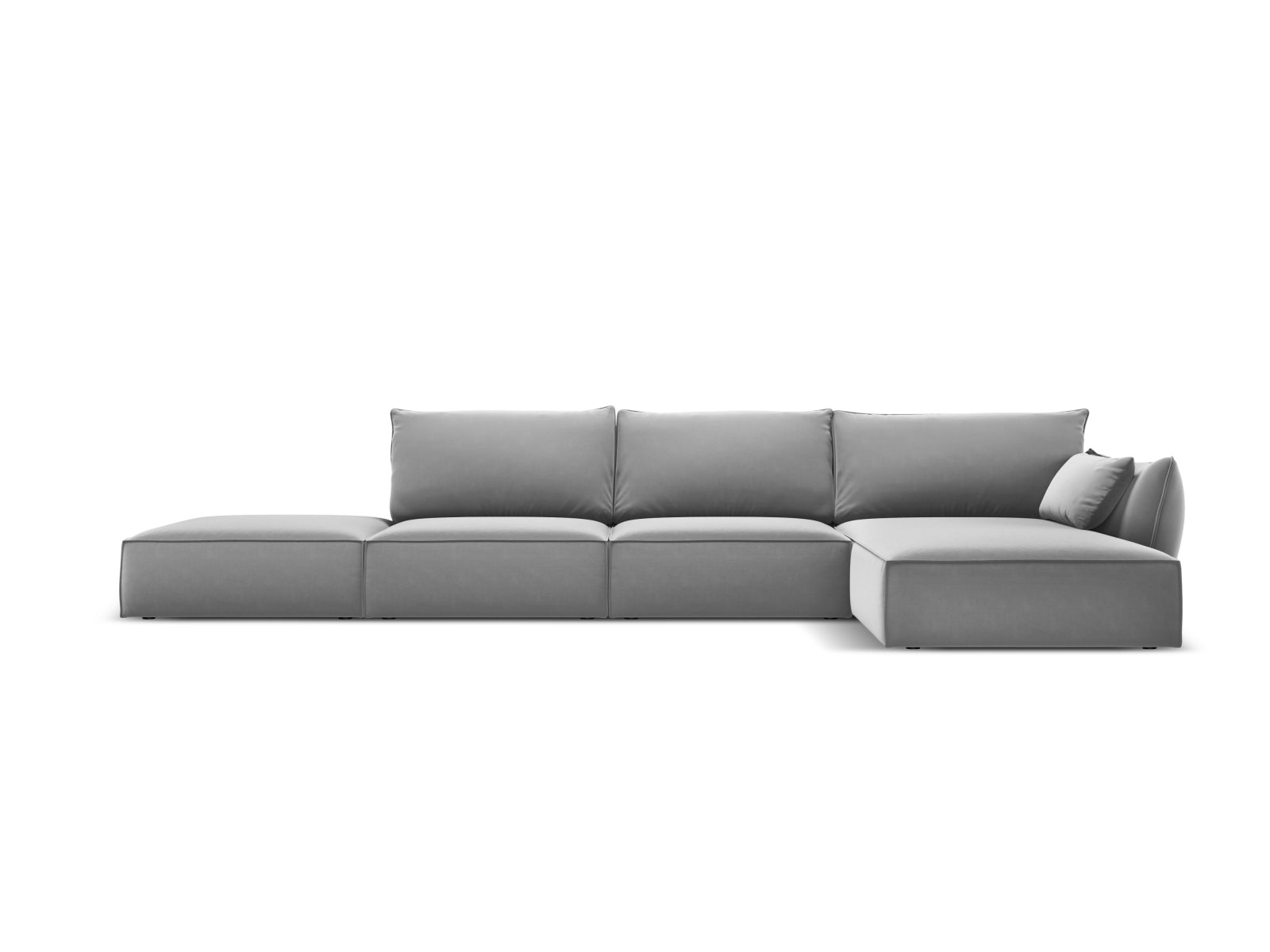 Kaelle Velour Ecksofa rechts 5 Sitzer in Grey-Bluvel präsentiert im Onlineshop von KAQTU Design AG. L-Sofa rechts ist von Micadoni