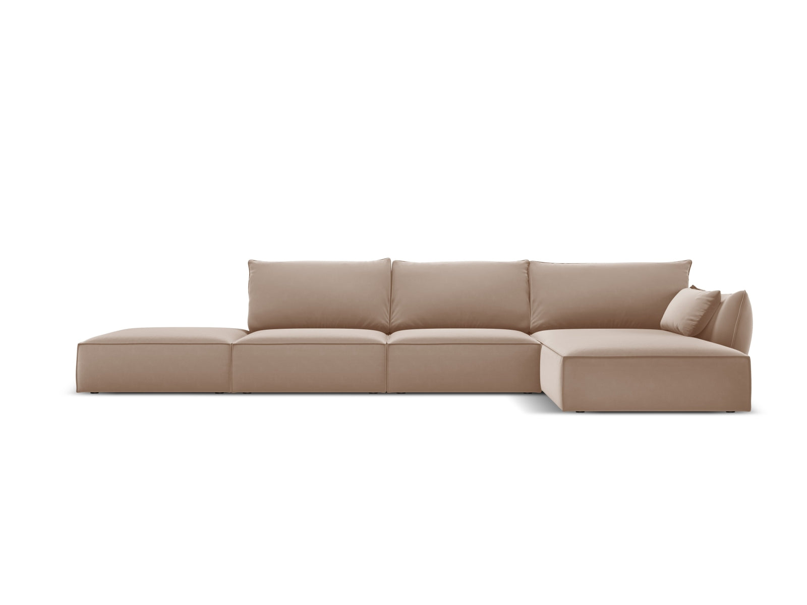 Kaelle Velour Ecksofa rechts 5 Sitzer in Beige-Bluvel präsentiert im Onlineshop von KAQTU Design AG. L-Sofa rechts ist von Micadoni