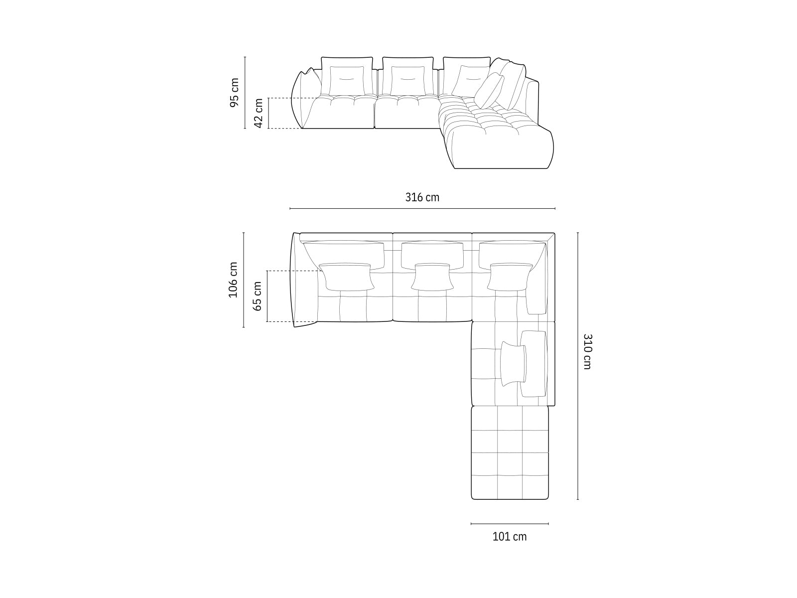 Bloom Modular Ecksofa rechts 4 Sitzer in Grey präsentiert im Onlineshop von KAQTU Design AG. Ecksofa rechts ist von Micadoni