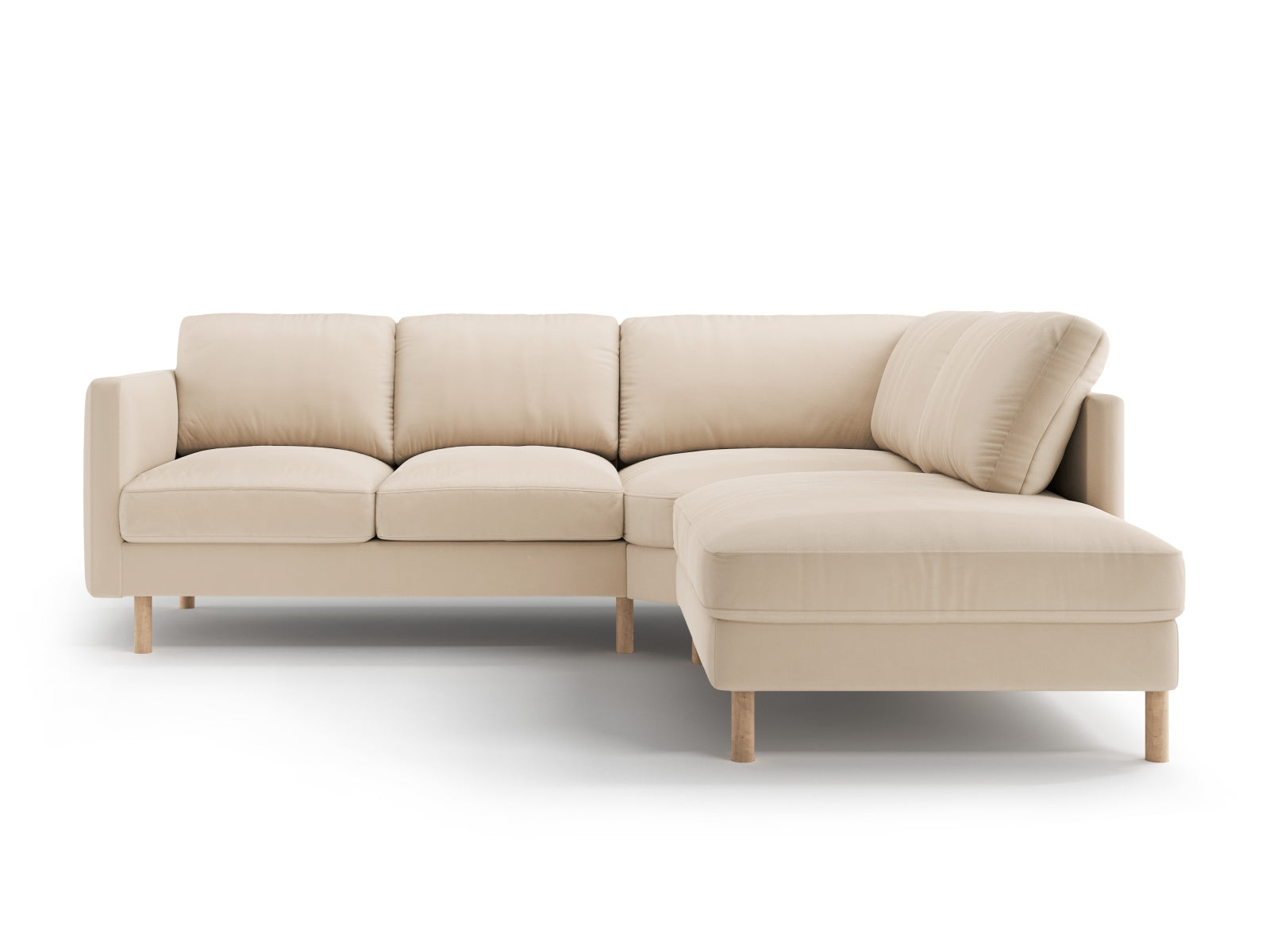 Erleben Sie das Eden Velour Ecksofa rechts 4 Sitzer von Micadoni: Stilvolles Velours, elegantes Design und erstklassiger Sitzkomfort für Ihr Wohnzimmer.