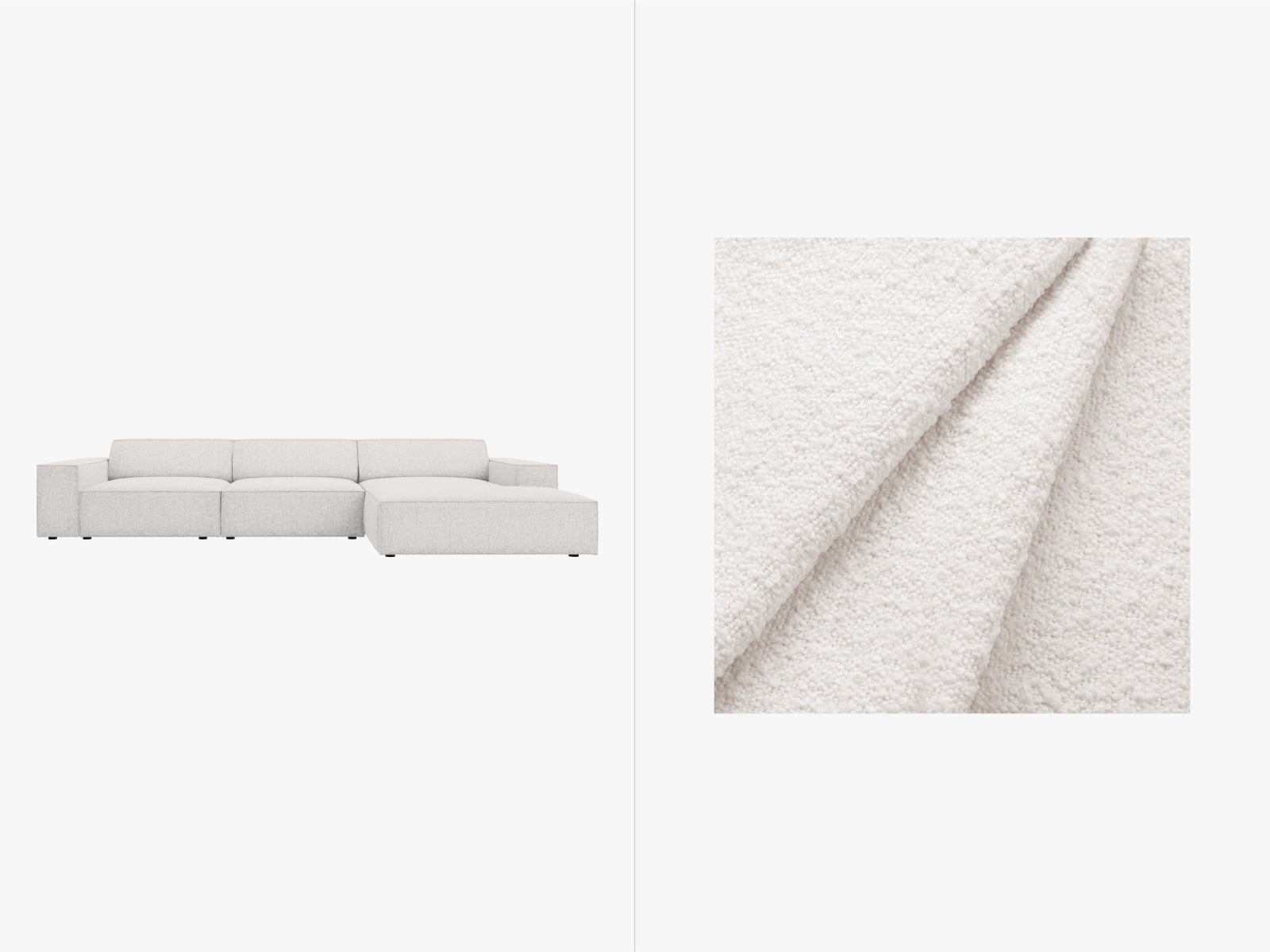 Jodie Boucle modulares Ecksofa rechts 4 Sitzer in White präsentiert im Onlineshop von KAQTU Design AG. Ecksofa rechts ist von Micadoni