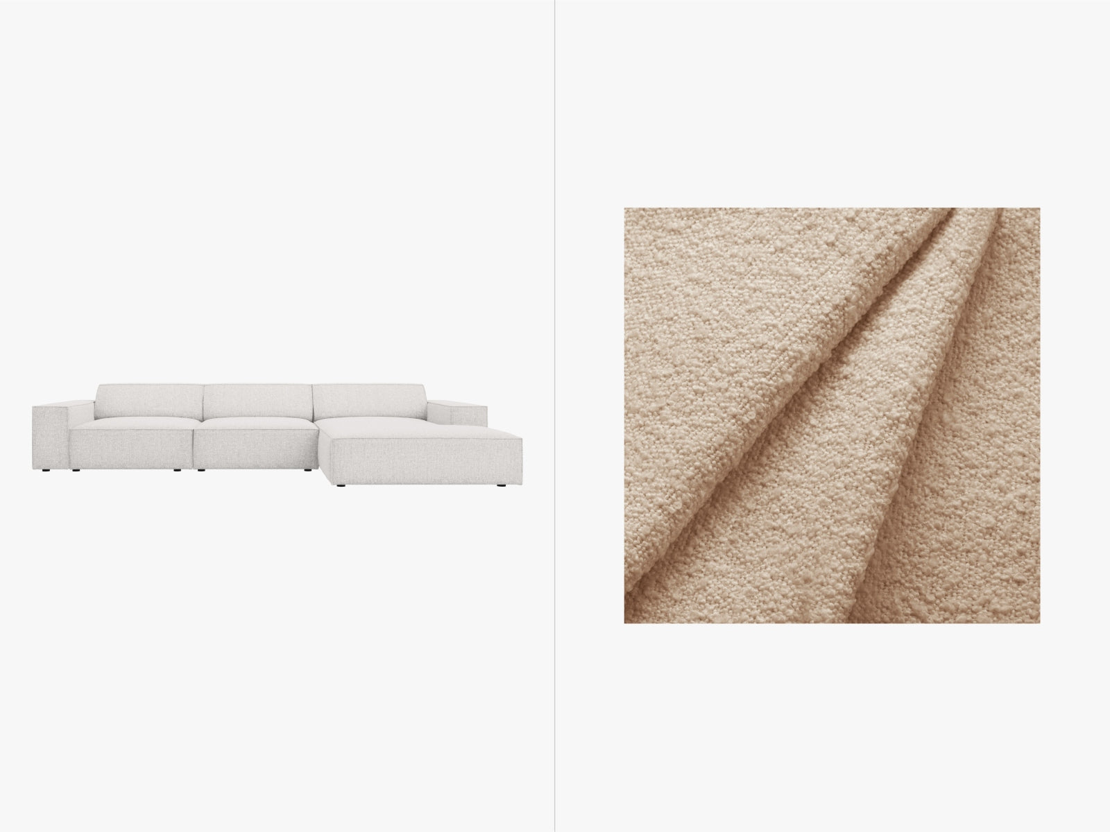 Jodie Boucle modulares Ecksofa rechts 4 Sitzer in Beige präsentiert im Onlineshop von KAQTU Design AG. Ecksofa rechts ist von Micadoni