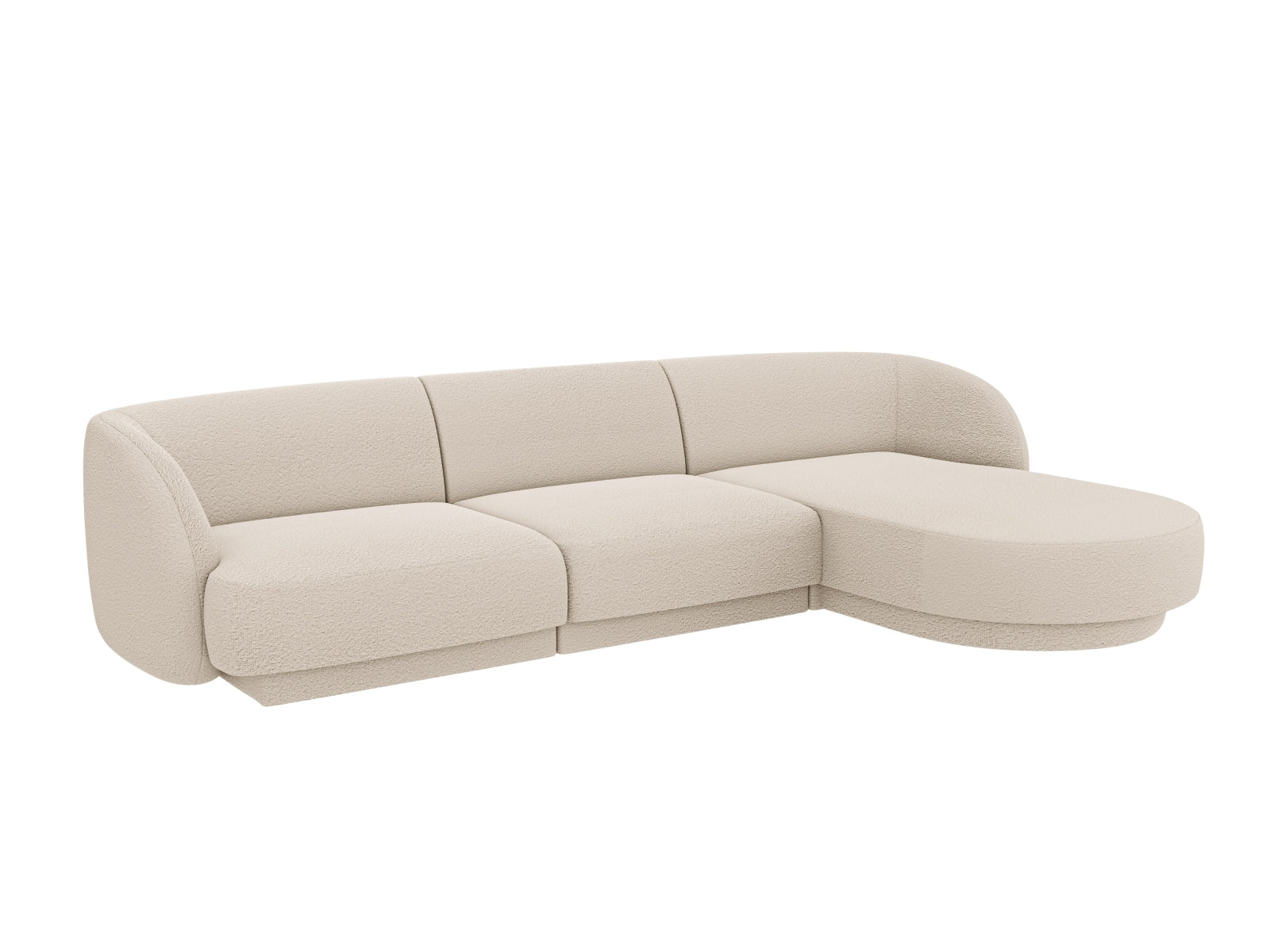 Beige Miley Boucle Ecksofa rechts, 4-Sitzer, stilvolles L-Sofa von Micadoni, ideal für moderne Wohnräume, bequem und elegant.