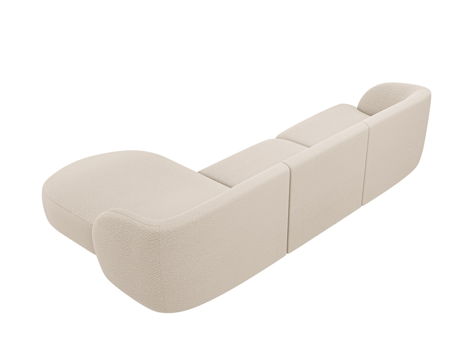 Beige Miley Boucle Ecksofa, 4-Sitzer, modernes L-Sofa von Micadoni, perfekt für stilvolle Wohnzimmer, bietet Komfort und Eleganz.