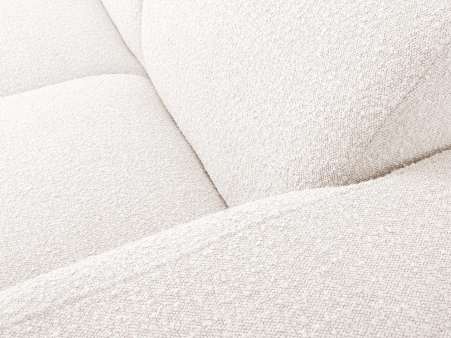 Elegantes Molino Boucle Ecksofa rechts für 4 Personen in White-Baloo, ideal für einladende Wohnräume und entspannte Stunden.