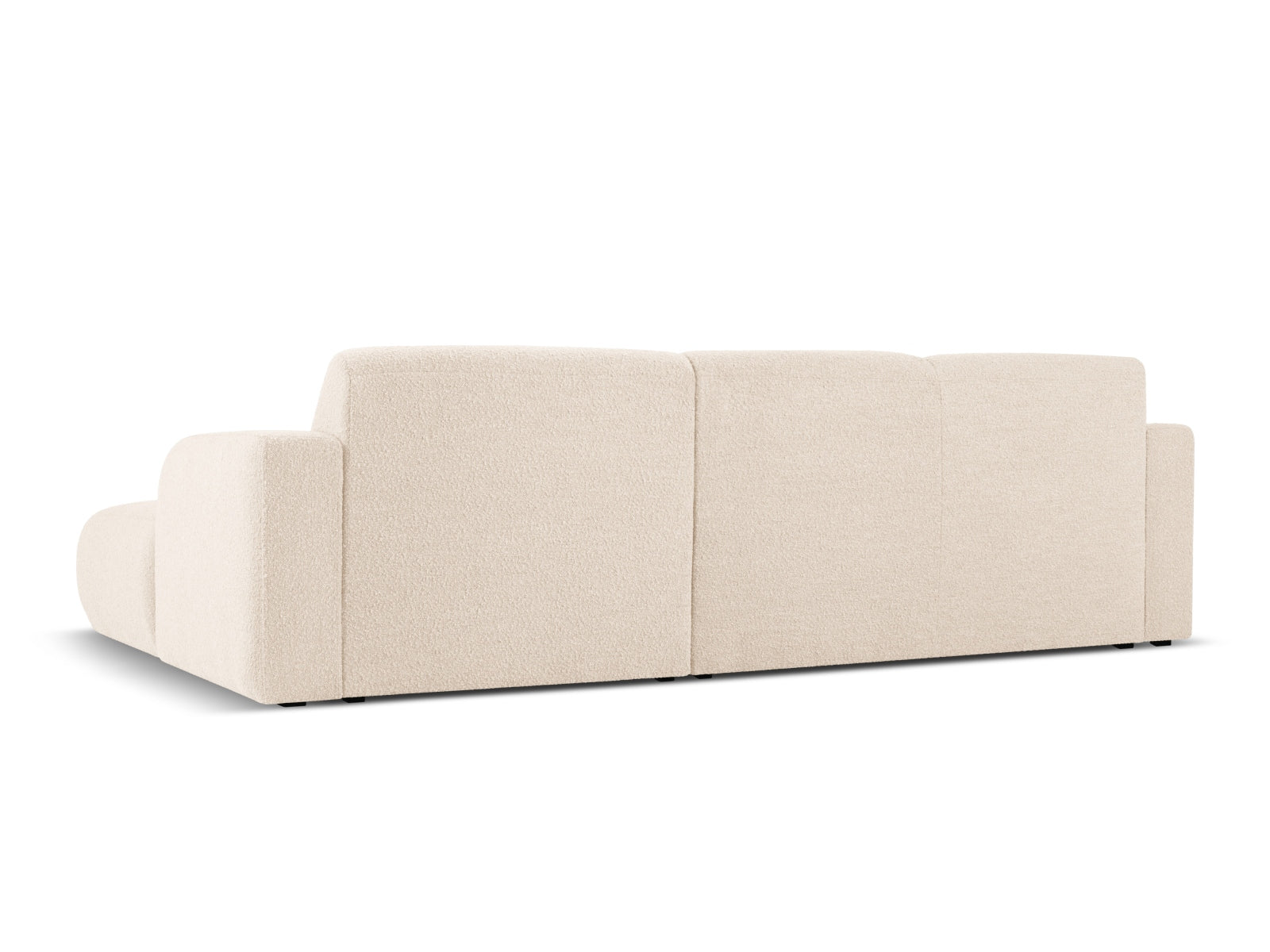 Beige Molino Boucle Ecksofa rechts, 4-Sitzer, modernes L-Sofa von Micadoni, perfekt für stilvolle Wohnzimmer, bietet Komfort und Eleganz.