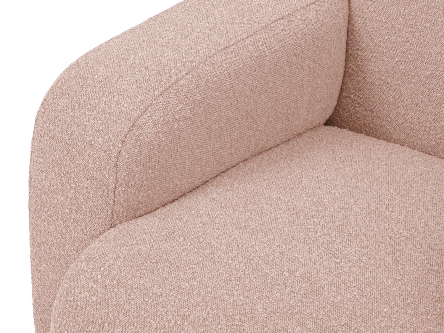 Elegantes 4-Sitzer Ecksofa Molino Boucle in sanftem Powder Pink, rechte Anordnung, ideal für stilvolle und gemütliche Wohnbereiche.