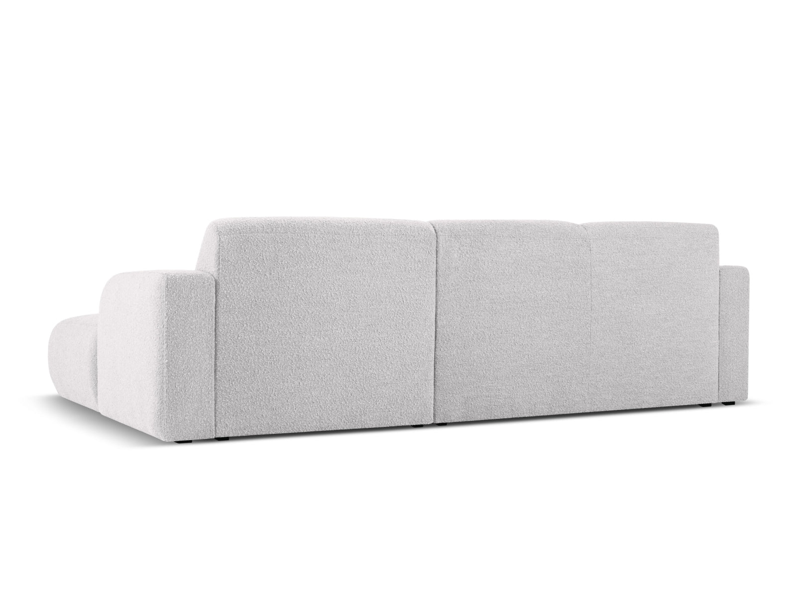 Modernes 4-Sitzer Ecksofa Molino Boucle in hellem Grau, rechtsseitig, perfekt für gemütliche und stilvolle Wohnbereiche.