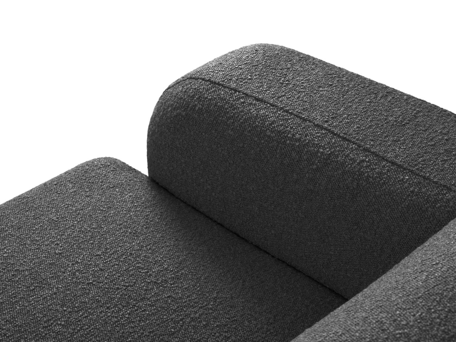 Modernes, dunkelgraues L-Sofa Molino Boucle von Micadoni, 4-Sitzer, rechtsseitig, perfekt für gemütliche und elegante Wohnbereiche.