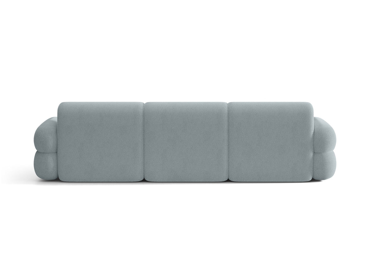 Neo Linkes Ecksofa von Micadoni in dunklem Olivgrün, L-Form mit hoher Rückenlehne, strukturiertem Baloo-Stoff und schwarzen Kunststoffbeinen.