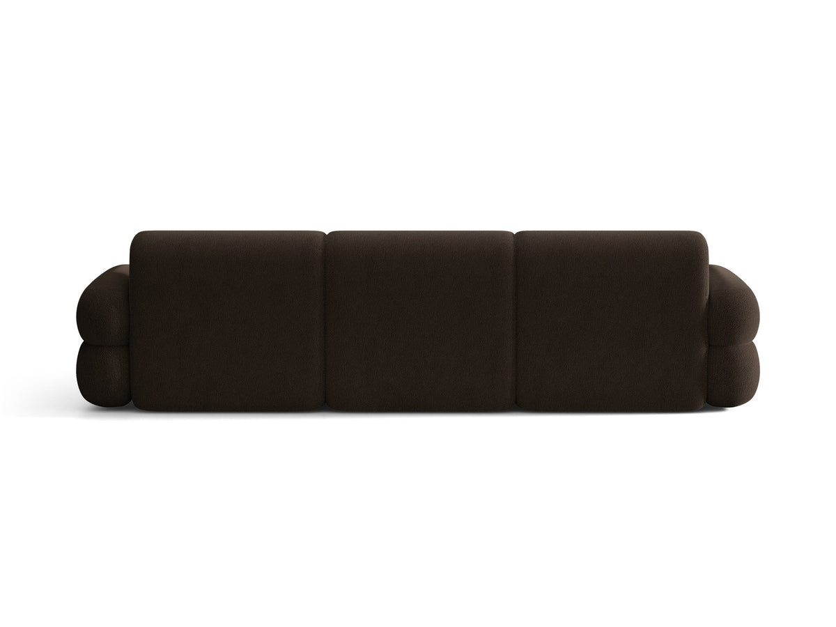 Neo Linkes Ecksofa von Micadoni in dunklem Olivgrün, L-Form mit hoher Rückenlehne, strukturiertem Baloo-Stoff und schwarzen Kunststoffbeinen.