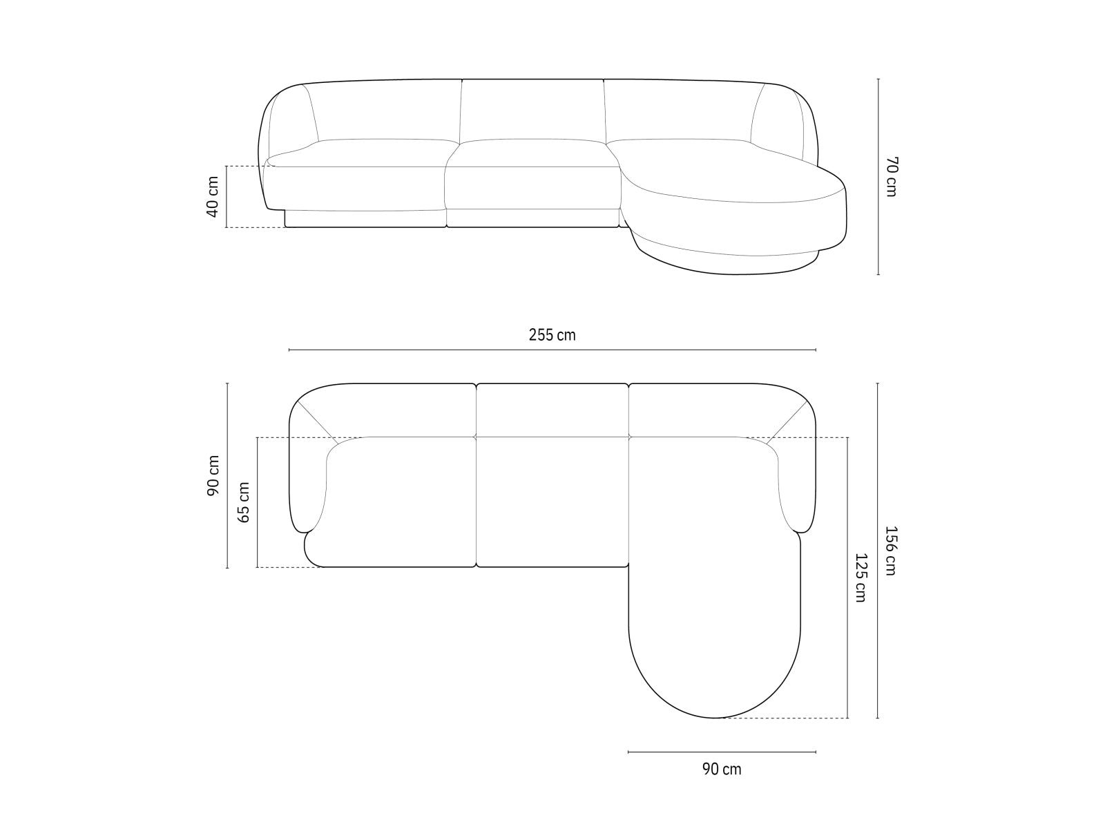 Miley Ecksofa rechts 4 Sitzer in Beige präsentiert im Onlineshop von KAQTU Design AG. Ecksofa rechts ist von Micadoni
