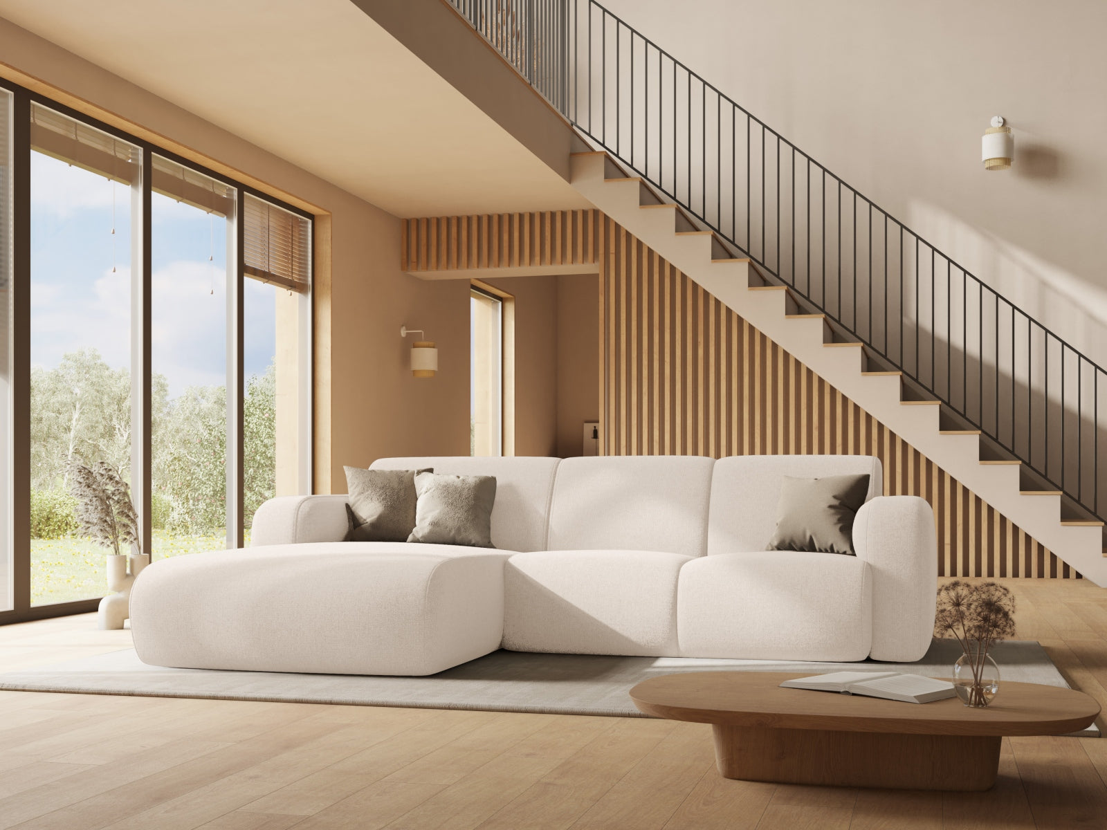 Molino Ecksofa rechts 4 Sitzer in Light Beige präsentiert im Onlineshop von KAQTU Design AG. Ecksofa rechts ist von Micadoni